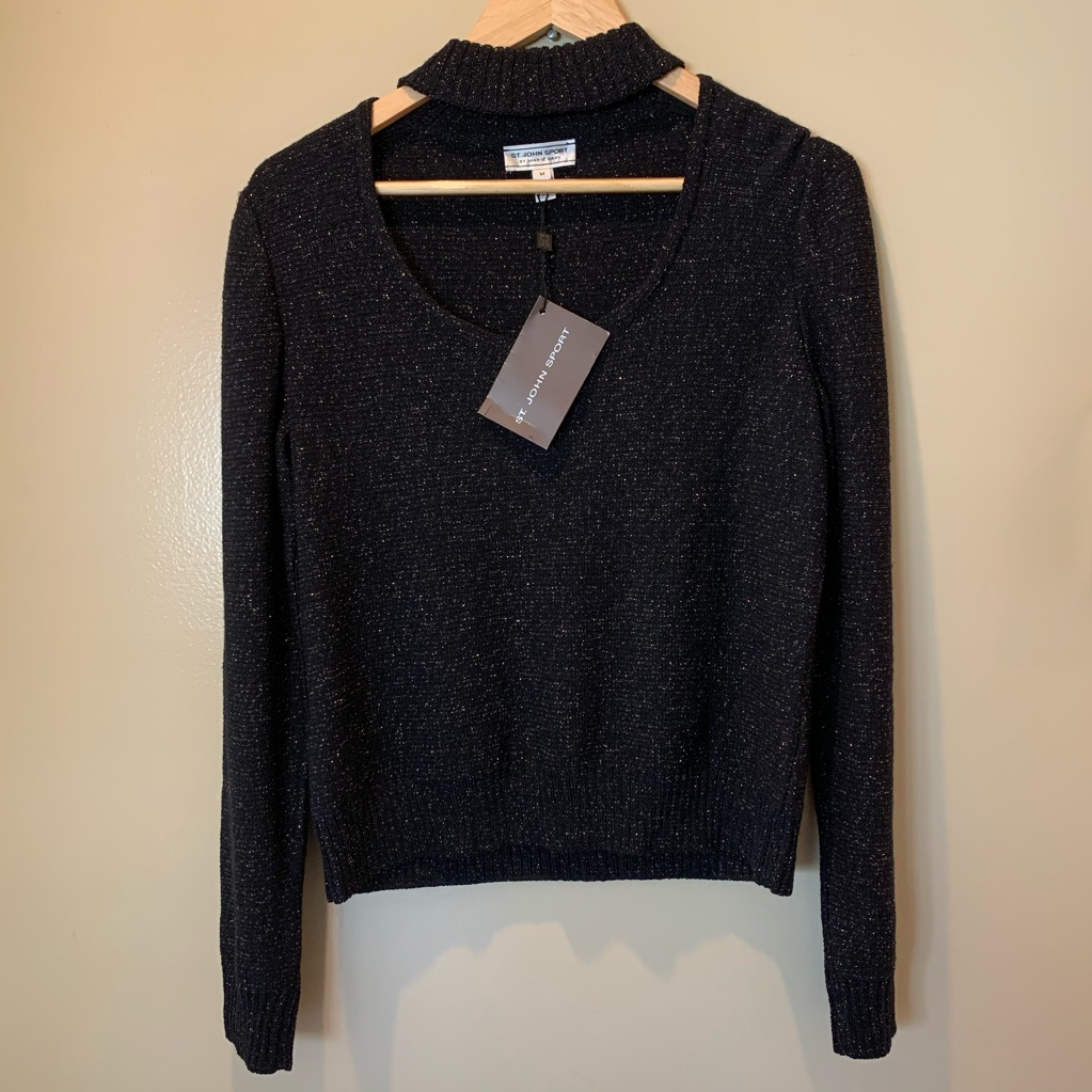 New St John Sport By Marie Gray Black Sweater Medi